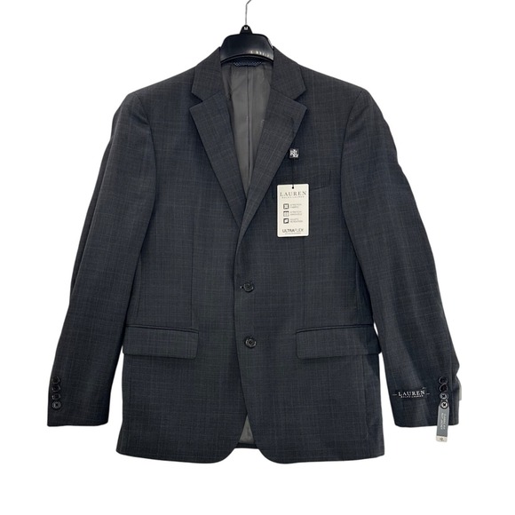 Lauren Ralph Lauren Mens Classic Fit Suit Jacket Grey/Blue 38R Wool Blend - Picture 1 of 12
